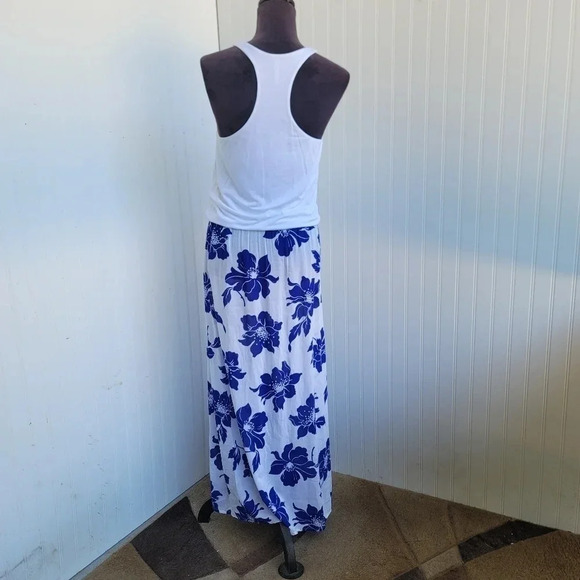 Victoria Secret Raceback Dress Flowers Blue White Maxi Long Modal Soft Short S - Picture 3 of 15
